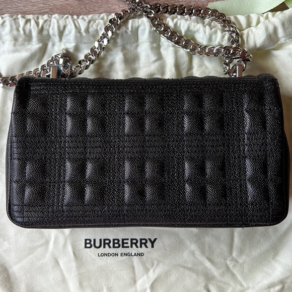 Burberry Small Lola Quilted Check Leather Shoulder Bag Black - Picture 5 of 12